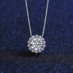 S925 1.0 Ct Round Cut Moissanite Snowflake Pendant Female Necklace In Sterling Silver - Image 3