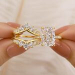 S925 7.0 Carat Radiant Cut Wedding Ring Set With Enhancer Crown-Shaped Wedding Set