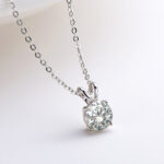 S925 1.0Ct Moissanite  Lovely 4 Prong White Gold Round Cut Pendant Necklace - Image 3