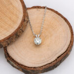 S925 1.0Ct Moissanite  Lovely 4 Prong White Gold Round Cut Pendant Necklace - Image 2
