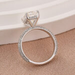S925 Moissanite Triple Row Pavé 3.5Ct Radiant Cut White Gold Engagement Ring - Image 4