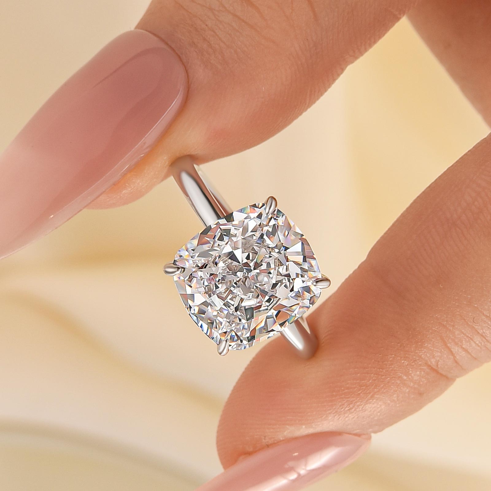 3-101 S925 Sparkle 6.0CT Cushion Cut Engagement Ring For Women In Sterling Silver - Image 1