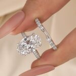 S925 5.0Ct Oval Cut Engagement Ring With Classic Open Wedding Band