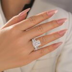 S925 2PC 7.0Ct Radiant Cut Engagement Ring with Cushion & Radiant Cut Wedding Band - Image 3