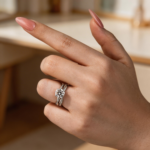 S925 Maxine Moissanite Twist 2.0 Carat Round Cut Wedding Ring Set In Sterling Silver - Image 3