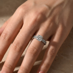 S925 Moissanite 2.0 Ct Square Cushion Wedding Ring Set With Half Halo Wedding Band - Image 2