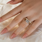 S925 Moissanite 2.0 Ct Solitaire Round Cut Two-Tone Open Wedding Ring Set - Image 2