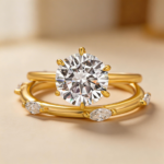S925 Moissanite 2.0Ct 6 Prong Solitaire Round Cut Engagement Ring with Marquise Cut Wedding Band - Image 3
