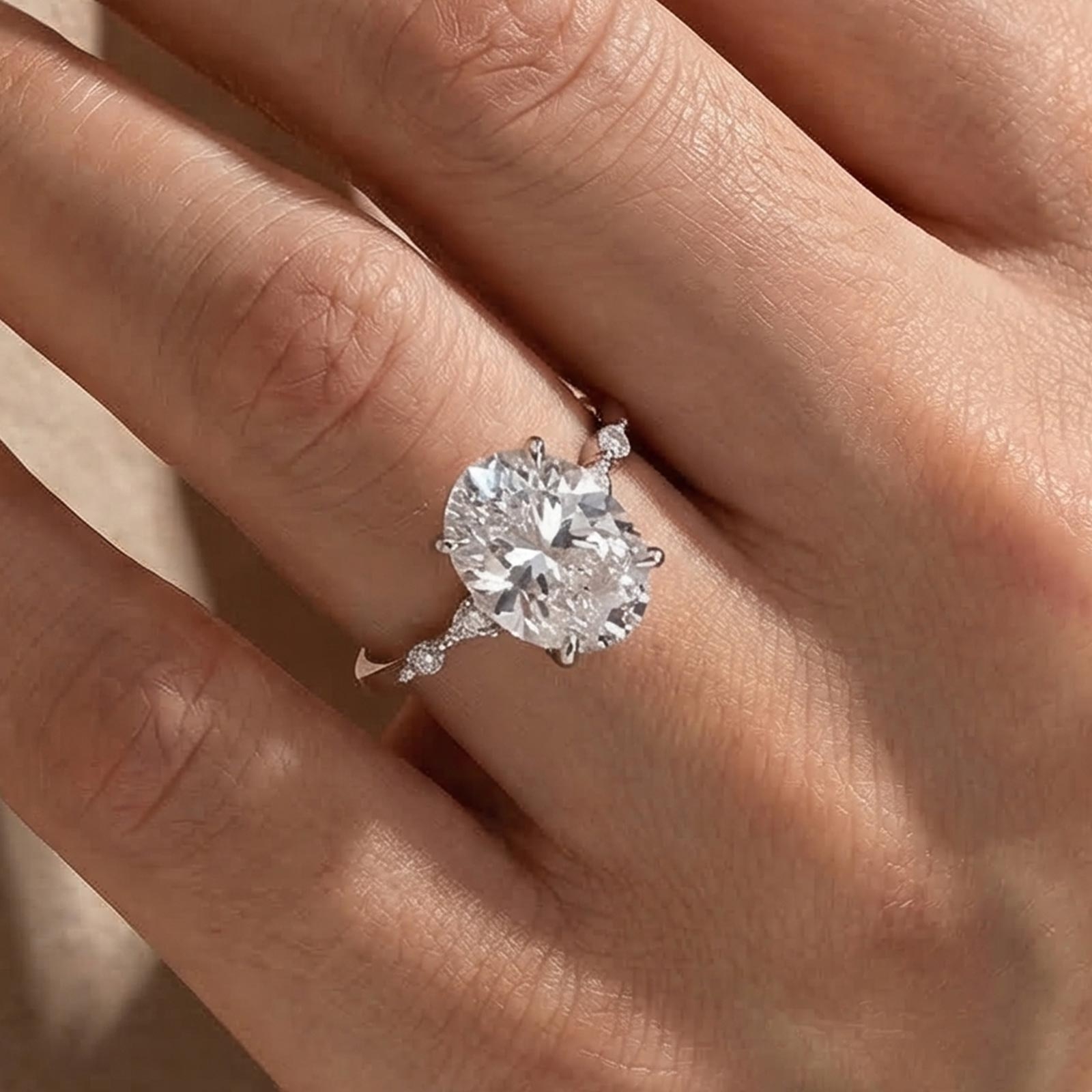 3-161 S925 Maxine 4.5Ct Oval Cut Engagement Ring In Sterling Silver - Image 1