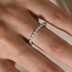 S925 Maxine Moissanite Round Cut Half Eternity Thin Women's Wedding Band In Sterling Silver
