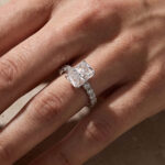 S925 Moissanite 3.5Ct Radiant Cut White Gold Pavé Engagement Ring For Women