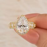 S925 Luxe 4.0Ct Pear Cut Halo Engagement Ring Travel Ring In Sterling Silver - Image 3