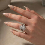Moissanite 2.0Ct Round Cut Engagement Ring with 1.65Ct Enhancer Wedding Band - Image 2