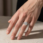 Moissanite 2.0Ct Round Cut Engagement Ring with 0.5Ct Round Wedding Band - Image 3