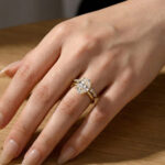 Moissanite 5.5Ct Solitaire Oval Cut Yellow Gold Engagement Ring with Marquise& Oval Cut Wedding Band - Image 2