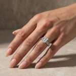 S925 3.5Ct Emerald Cut Engagement Ring in Sterling Silver with Classic Half Eternity Thin Wedding Band - Image 5