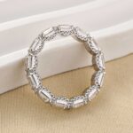S925 Emerald Cut White Gold Wedding Band For Woman - Image 5
