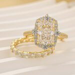 S925 2PC 3.5Ct Wedding Ring Set Gorgeous Halo Radiant Cut Simulated Diamond Engagement Ring With Wedding Band - Image 3