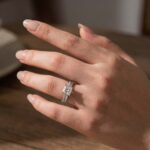 S925 Moissanite 2Ct Princess Cut Engagement Ring Set 2PC Hidden Halo Solitaire Ring With Wedding Band - Image 3