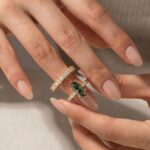 S925 Green Moissanite 3.0 Ct Marquise Cut Side Stone Engagement Ring with 2.5 Ct Round Cut Full Wedding Band - Image 3