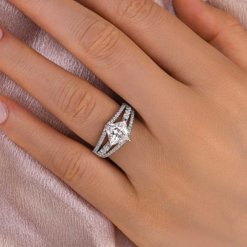 3-25 S925 Maxine Moissanite Special 2.0 Carat Square Princess Cut Engagement Ring - Image 1