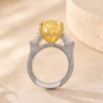 S925 Gorgeous Pear Cut Pink &Yellow Sapphire Three Stone Engagement Ring - Image 10