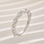 S925  Elegant Marquise Cut Half Wedding Band In Sterling Silver - Image 3