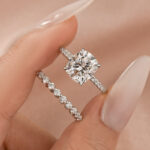 S925 Moissanite 3.0 Ct Cushion Cut White Gold Bridal Ring Set