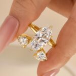 S925 4.0Ct Marquise Cut Hidden Halo Engagement Ring With Pear Cut Open Wedding Band