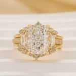 S925 5.0Ct Radiant Cut Three Stone Wedding Ring For Her With Insert Ring - Image 4