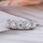 S925 Halo Round Cut Five Stone Anniversary Ring For Her - Image 7