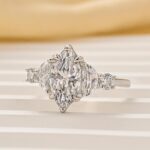 S925 Stunning Marquise Cut Three Stone Engagement Ring In Sterling Silver - Image 3