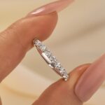 S925 Maxine Classic Half Eternity Oval Cut White Gold Wedding Band