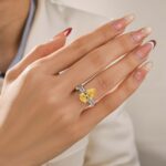 S925 4.5Ct Two-Tone Pear Cut Engagement Ring with Opened Wedding Ring - Image 3