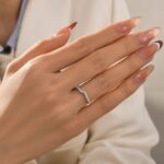 S925 Round Cut White Gold Curved Wedding Band For Woman - Image 2