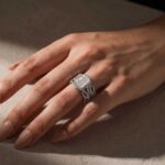 S925 Halo 3.5Ct Radiant Cut Engagement Ring in Sterling Silver with Unique Open Wedding Band - Image 3