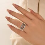 S925 Vintage Round Cut White&Black Enhancer Wedding Band For Women In Sterling Silver - Image 2