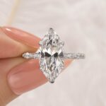 S925 4.0Ct Marquise Cut Side Stone Engagement Ring For Woman