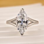 S925 3.0Ct Marquise Cut Split Shank Engagement Ring Travel Ring In Sterling Silver - Image 3