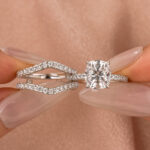 S925 Moissanite Enhancer Ring 3.0Ct Cushion Cut White Gold Wedding Ring