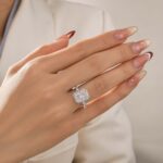 S925 3.5Ct Halo Radiant Cut White Gold Engagement Ring - Image 3