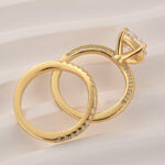 Moissanite 3.0Ct Channel Set Round Cut Curved Wedding Ring Set - Image 5