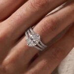 S925 Classic 4.0Ct Oval Cut Engagement Ring in Sterling Silver with Vintage Enhancer Wedding Band