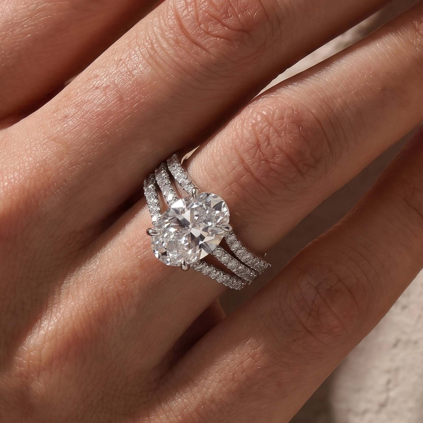 3-WDEYK3 S925 Classic 4.0Ct Oval Cut Engagement Ring in Sterling Silver with Vintage Enhancer Wedding Band - Image 1