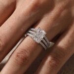 S925 Elegant 3.5Ct Radiant Cut Engagement Ring in Sterling Silver With Enhancer Wedding Band