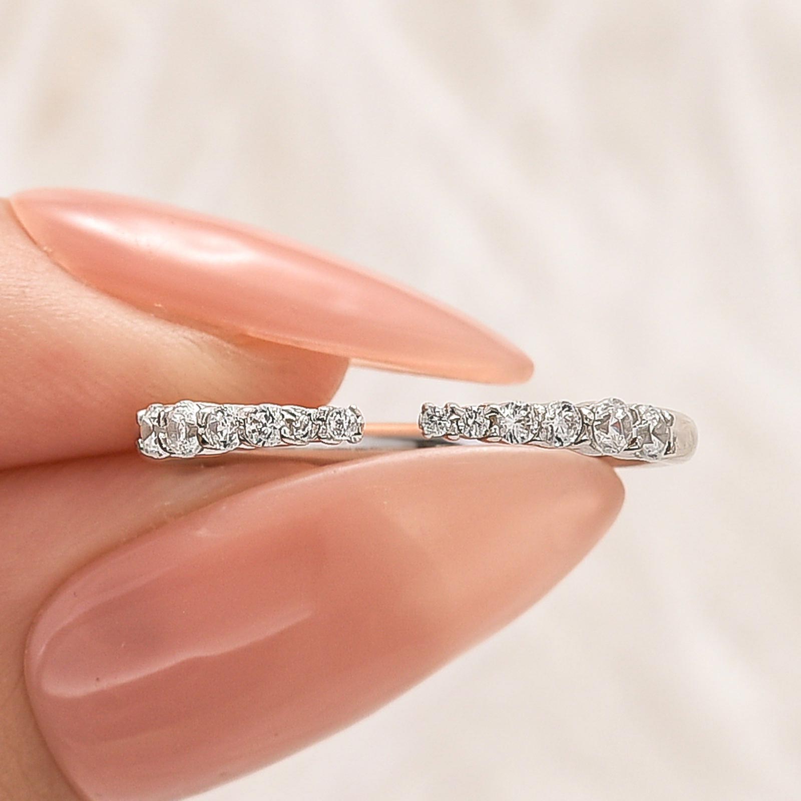 3-Z73lzT S925 Round Cut White Gold Open Wedding Band For Woman - Image 1