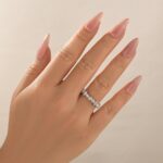S925 Round Cut & Marquise Cut White Gold Wedding Band For Woman - Image 2