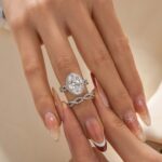 S925 4.5Ct Oval Cut Twist Engagement Ring with Twist Wedding Band - Image 3