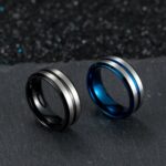 Two Tone Stainless Steel Brushed Plating Men's Wide Wedding Band - Image 3