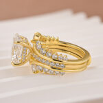 S925 Moissanite Enhancer Ring 4.0Ct Oval Cut Yellow Gold Wedding Ring - Image 4